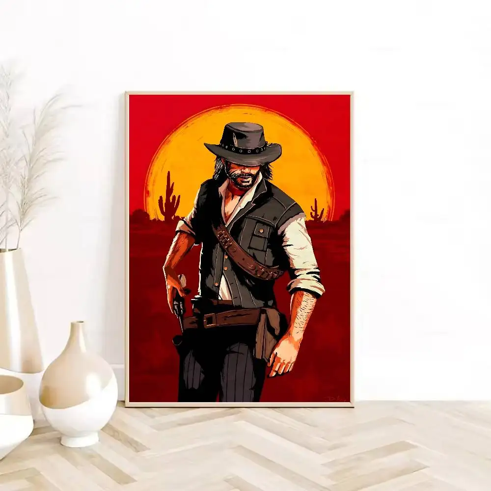 ملصق Red Dead Redemption 2 عالي الدقة جدار لاصق مقاوم للماء لغرفة المعيشة المنزلية وغرفة النوم والديكور الجمالي