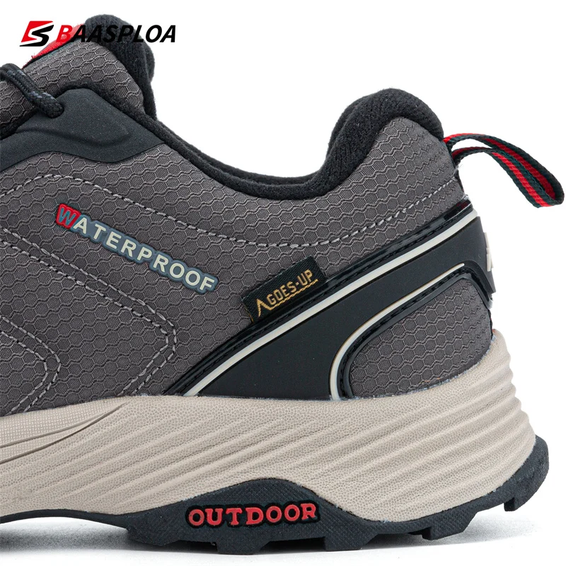 Baasploa New Hiking Shoes for Men Non-Slip Sneakers Lightweight Outdoor Sneaker Waterproof Male Walking Shoes Comforty 2022