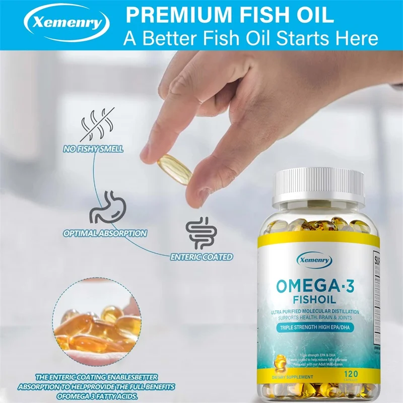 Omega 3 Fish Oil Supplement - Support Brain Nervous System Good Cardiovascular, Anti-Inflammation and Skin Health Antioxidant - Image 4