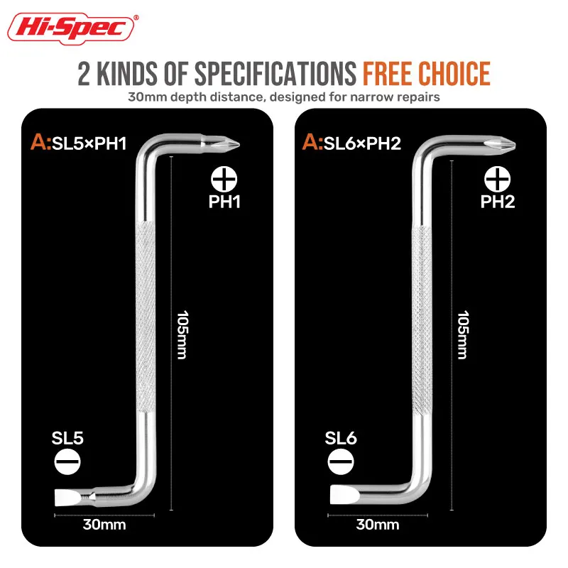 Hi-Spec 2 Đầu Tua Vít Z Loại 6Mm Phillips Xẻ Rãnh Từ Đầu Tua Vít Ngắn Tua Vít Công Cụ Sửa Chữa