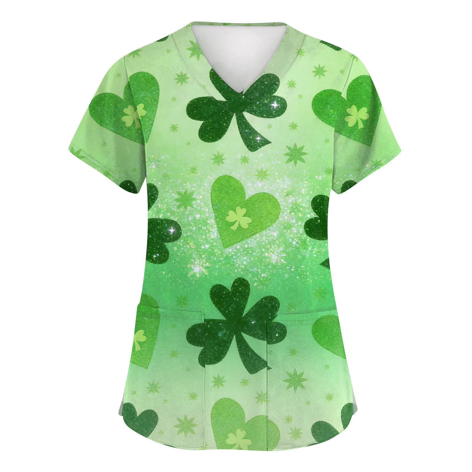 

Doctor Nurse Scrub Top St. Patrick's Day Printed Thin Hospital Clinic Medical Surgeon Uniform Pediatric Beauty Salon Workwear