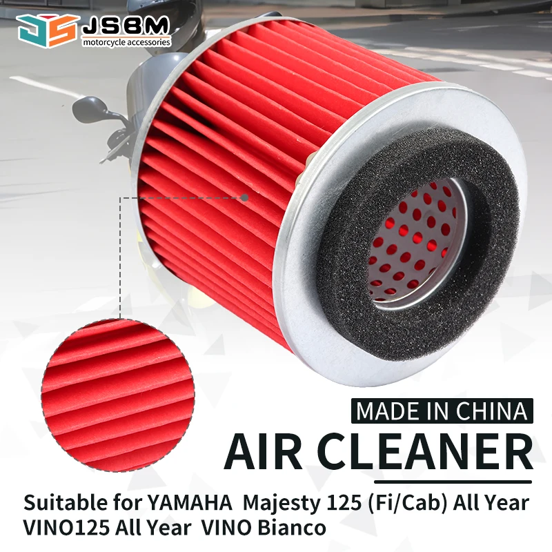 JSBM Motorcycle Air Filter Intake Cleaner Element Replacement For YAMAHA Vino125 YJ125 Xn125 YW125 YP125 Majesty125 4TE-E4451-00