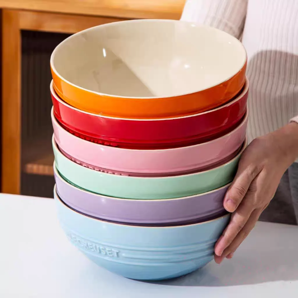 Tazón de cerámica de gran capacidad Le Creuset, tazón de sopa para el hogar de color frío, tazón de fideos, tazón de ensalada...