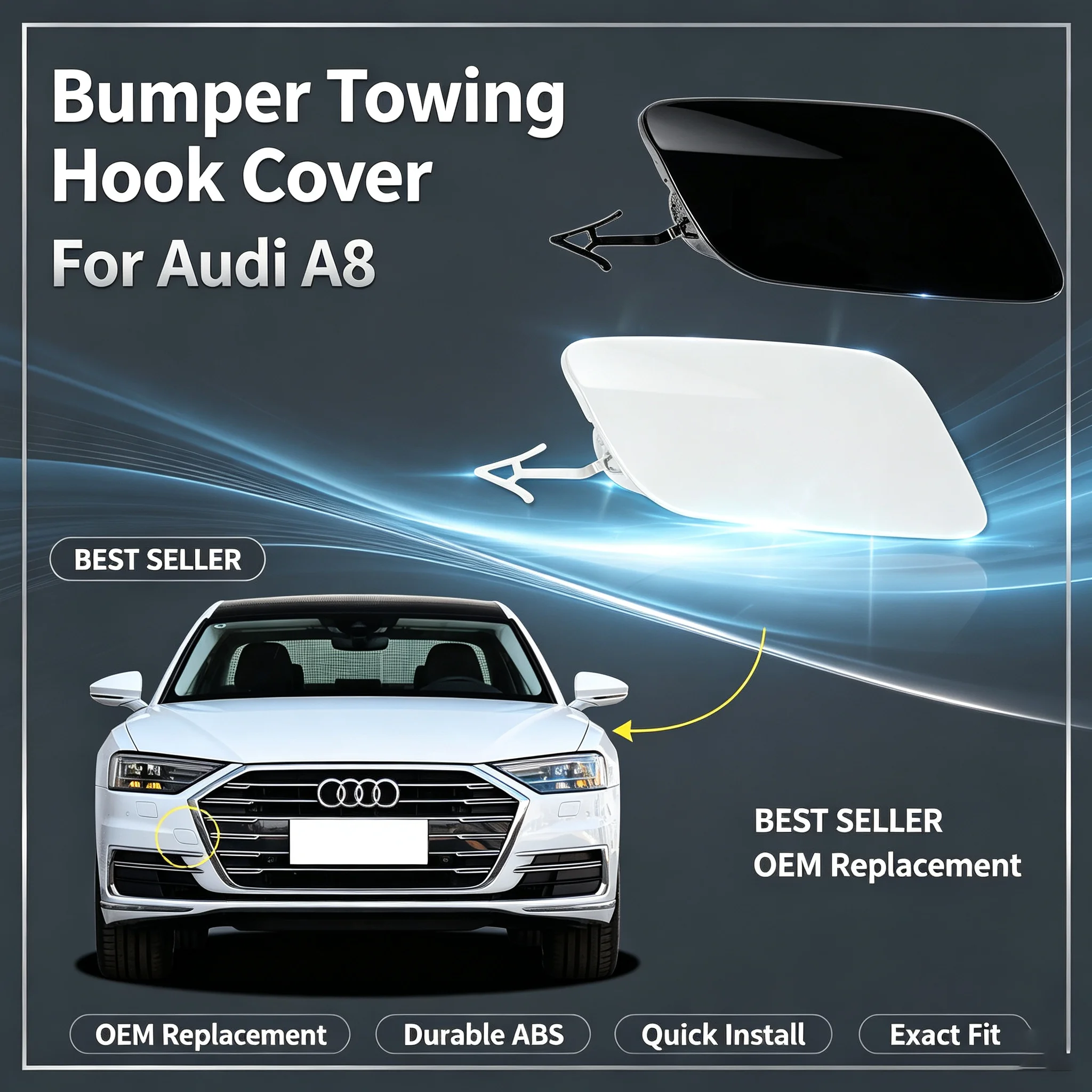 For Audi A8 Quattro D5 2018-2022 Front Bumper Tow Hook Cap Towing Eye Cover 4N0807241