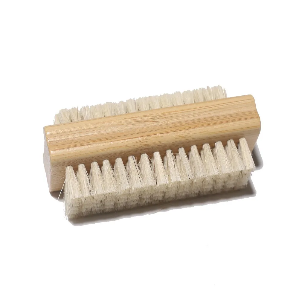 

2Pcs Double Sides Nail Cleaning Brush Bristles/Sisal Remove Dust Nail Art Scrubbing Brush Soft Bamboo Handle