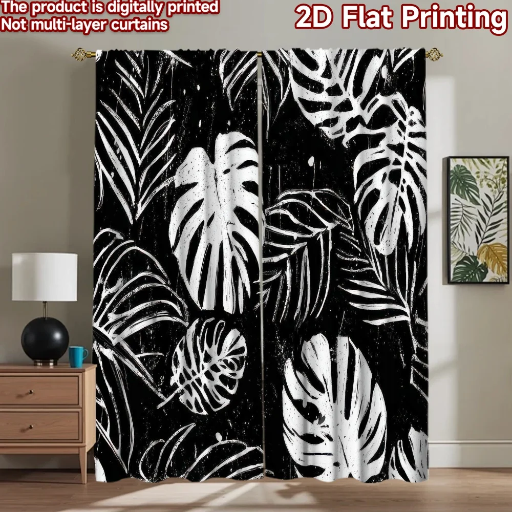 

1pc 2D flat Photography Backdrop Tapestry Black and White Leaves 100% Polyester Festive Backdrops Use for Suitable for indoor