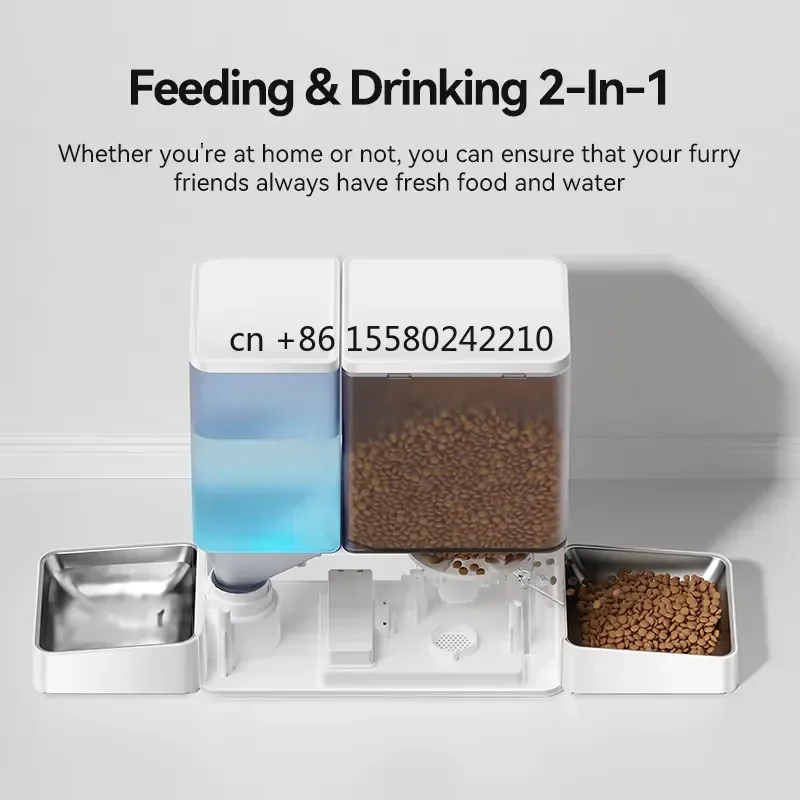 ROJECO 8.5L Automatic Pet Feeder and Water Fountain for Dogs Cats with WIFI APP Remote Control Smart Food Dispenser 5L