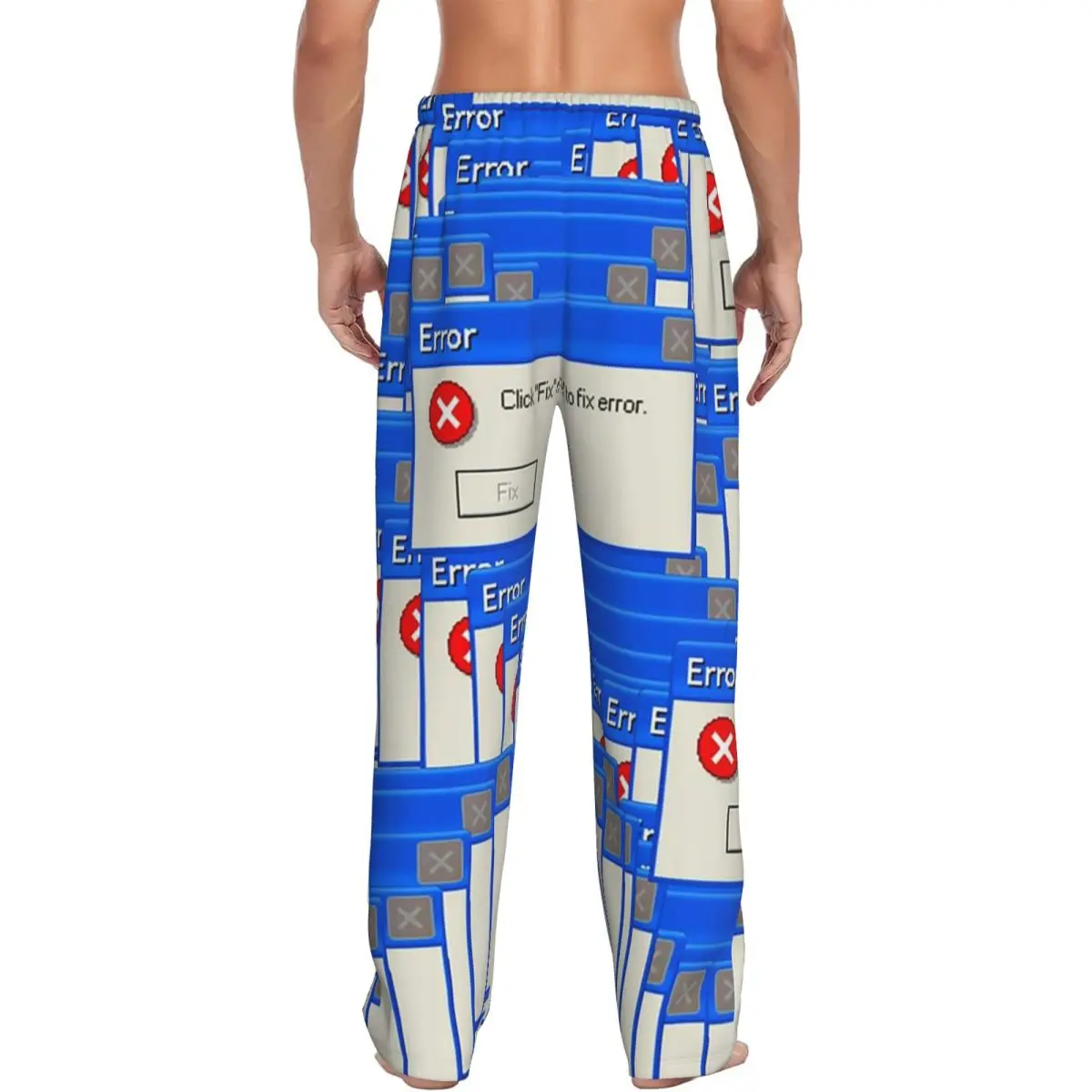 Custom Windows Xp Error Tiled Men Pajama Pants Lounge Sleep Sleepwear Bottoms with Pockets