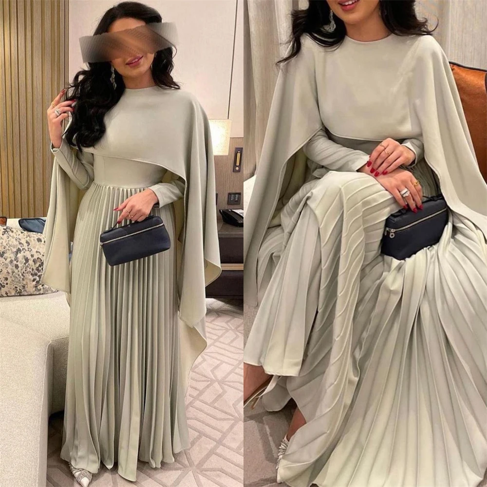 

Jiayigong Sexy Casual Chiffon Draped Pleat Valentine's Day A-line O-Neck Bespoke Occasion Gown Long Dresses