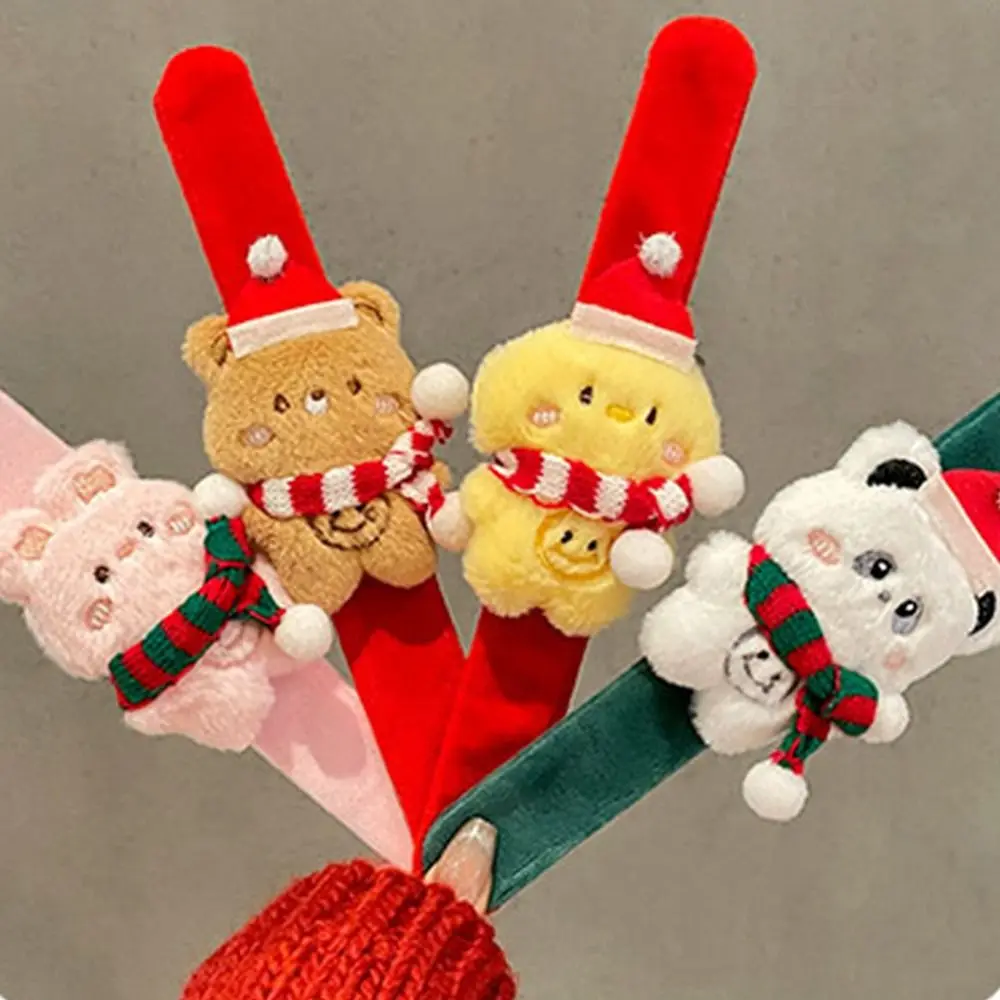 Creative Christmas Clapper Wrist Strap Multicolour Wrist Style Plush Slap Bracelets Cute Filled Cotton Christmas Wrist Ornaments