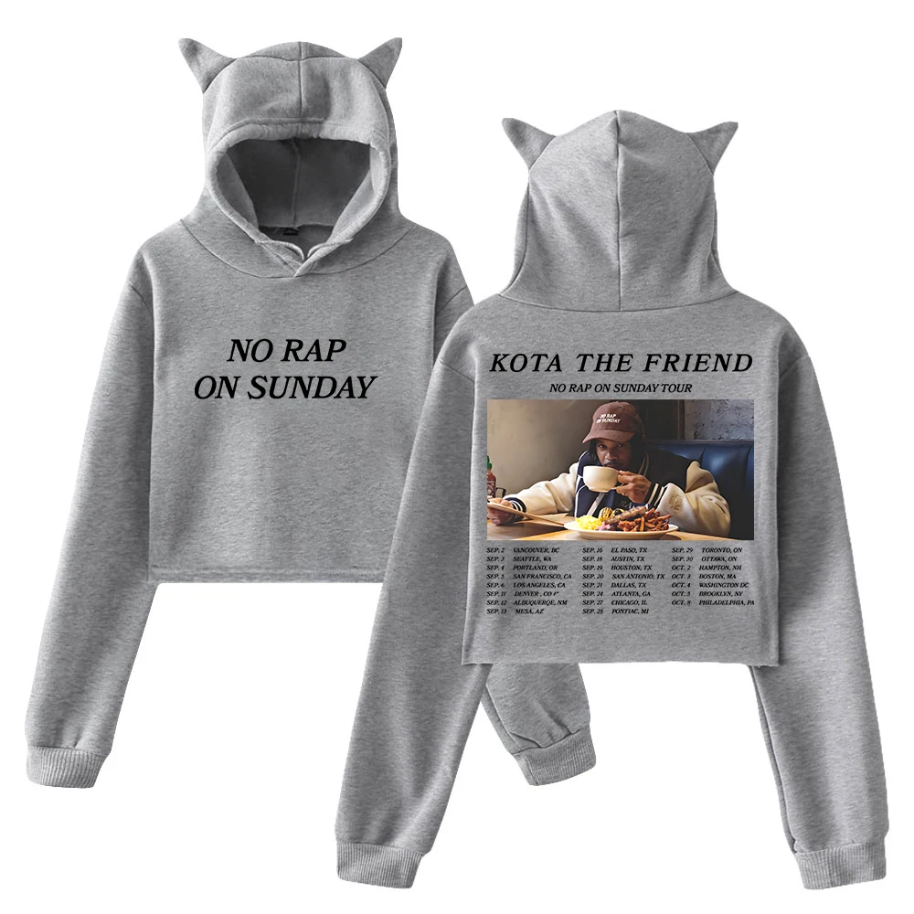 

GF Kota The Friend No Rap On Sunday Tour Толстовка с кошачьими ушками Толстовки с капюшоном Укороченный топ с длинными рукавами Женская одежда