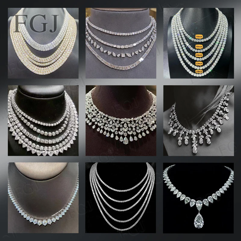 Custom Jewelry Set 925 Sterling Silver Gold Plated Ring Necklace Bracelet Engraved Moissanite Lab Diamond Custom Size Available view 4