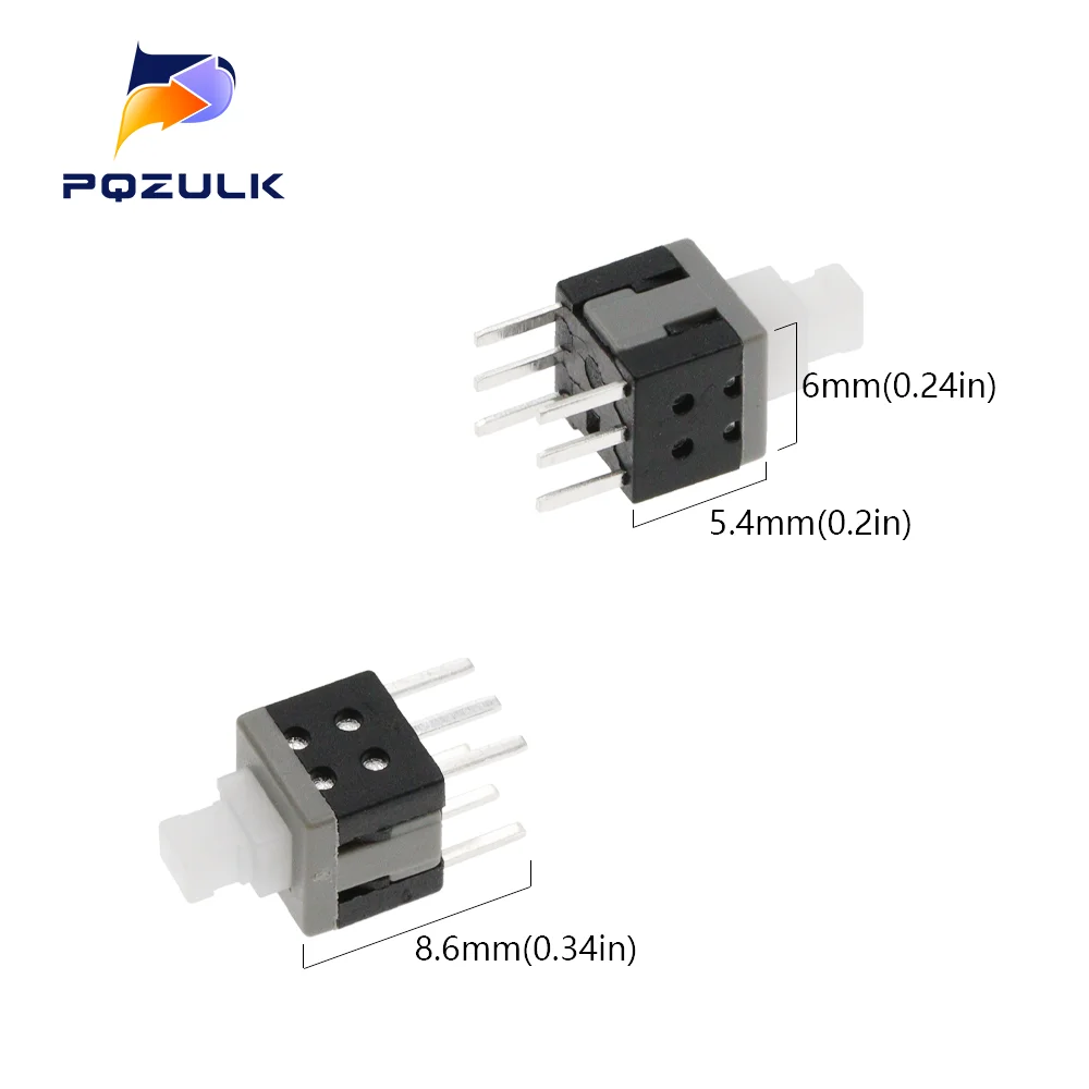 20PCS 5.8X5.8MM Push Button Switch DIP Double 6Pins Latching Switch 5.8*5.8 The Power Switch