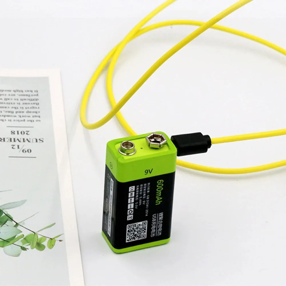 1 ชิ้น/ล็อต ZNTER 9V แบตเตอรี่ลิเธียมแบบชาร์จไฟได้ 6F22 600mAh USB แบตเตอรี่ลิเธียมโพลิเมอร์เหมาะสําหรับอุปกรณ์ความปลอดภัย intercom