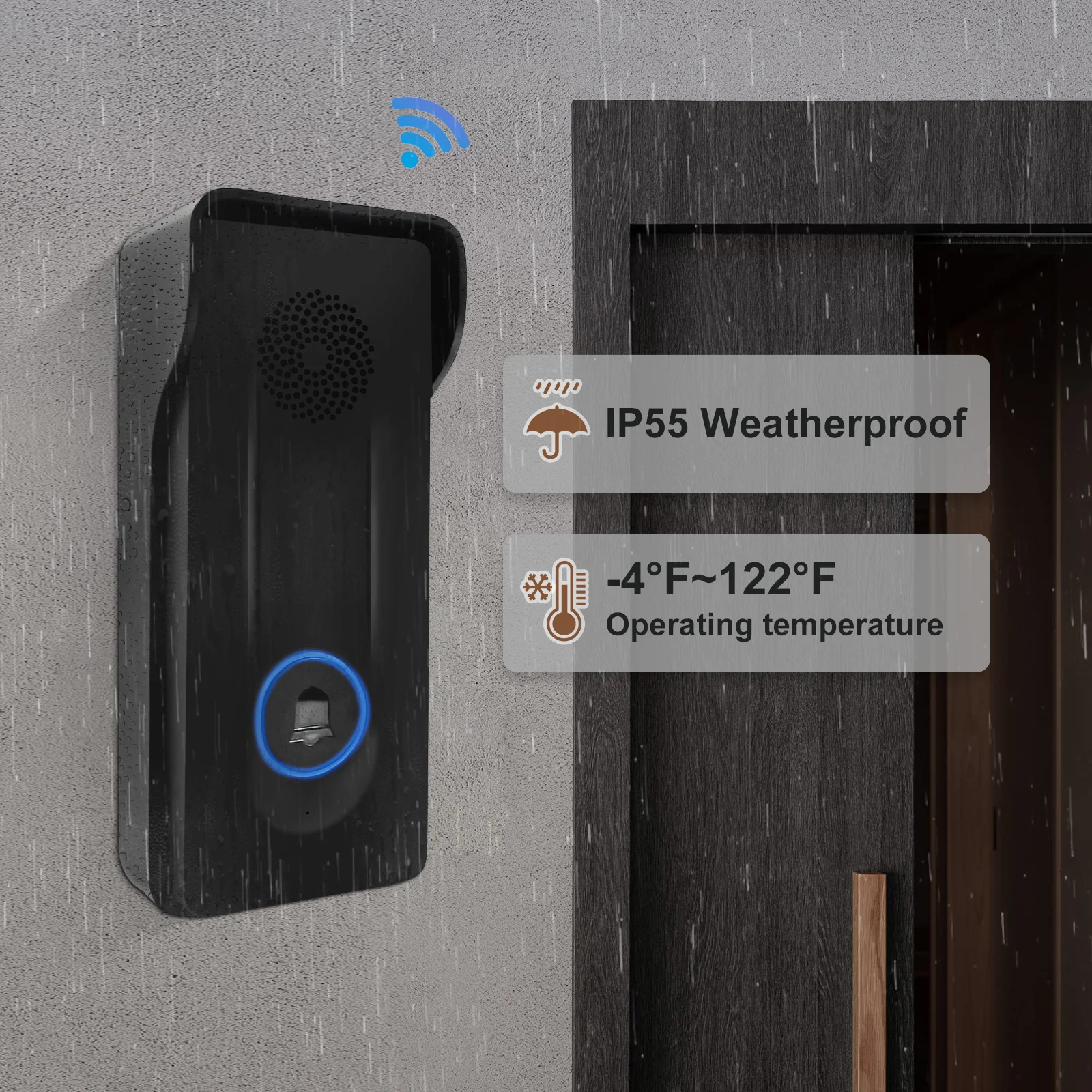 Wireless Intercom Doorbell 1KM Long Range Hand Free 2-Way Audio Door Bell Remote Unlocking Waterproof Door Phone with Chime