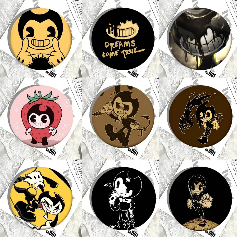 Game Bendy And The Ink Machine Round Badge Creative Brooch Clothing Backpack Accessories Lapel Pin