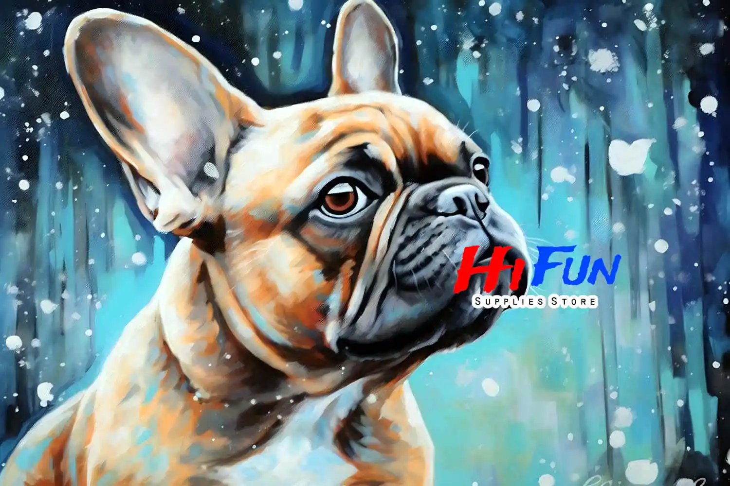 フレンチブルドッグ子犬フルドリルダイヤモンド絵画アート、DIYクロス