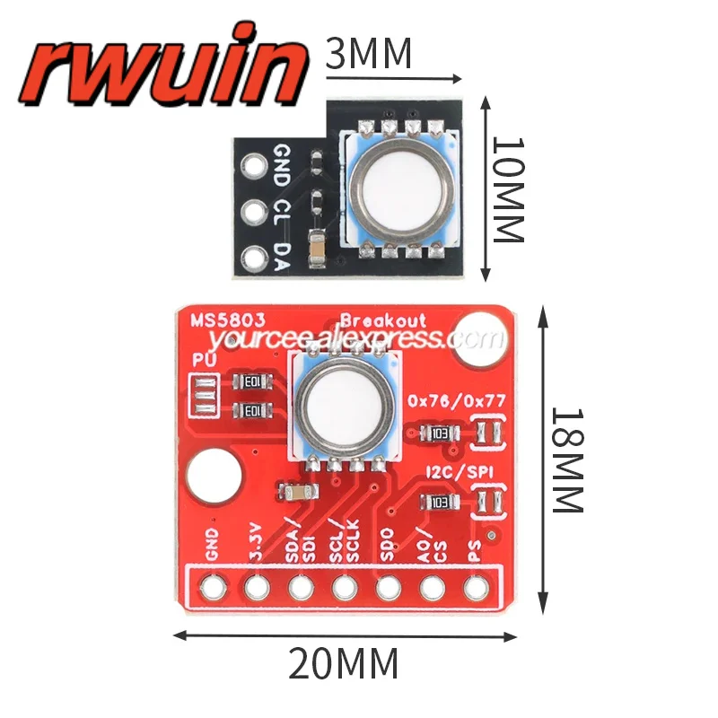 5pcs/1pc MS5803 MS5803-14BA MS5803-01BA High Precision Fluid Liquid Gas Pressure Height Sensor Module Waterproof