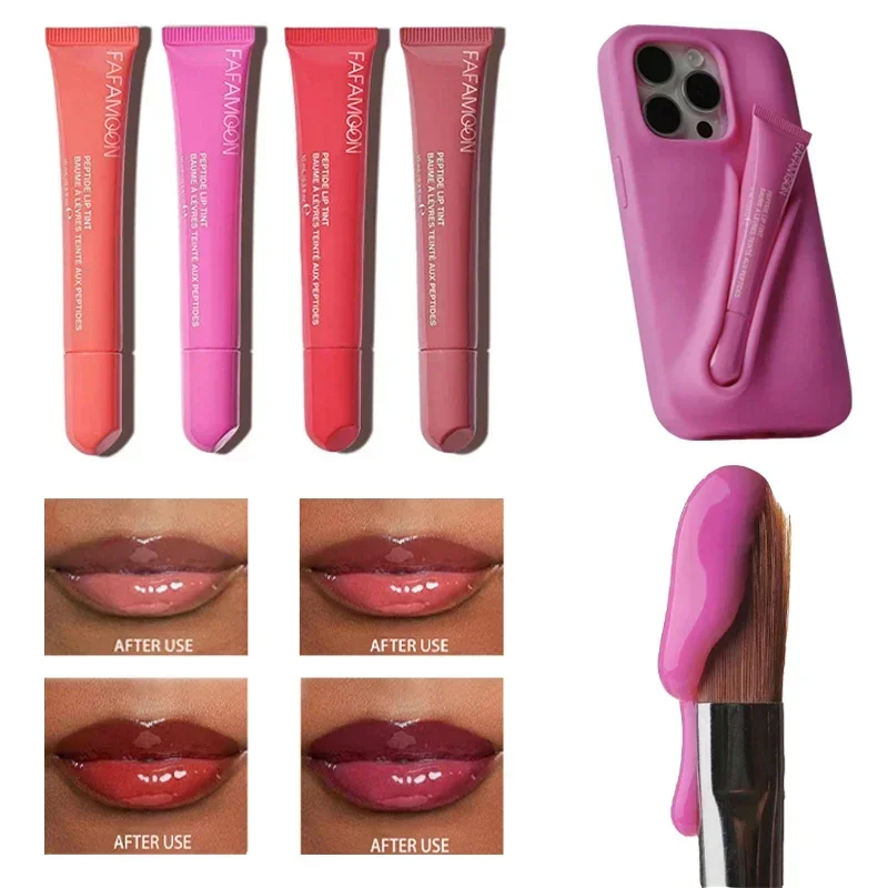 เคสโทรศัพท์ Mirror Lipgloss ลิปสติกแต่งหน้า Plumping Non-stick Cup Liquid Lip Oil แบบพกพา Fade Lips Line Lip Glaze แต่งหน้าความงาม