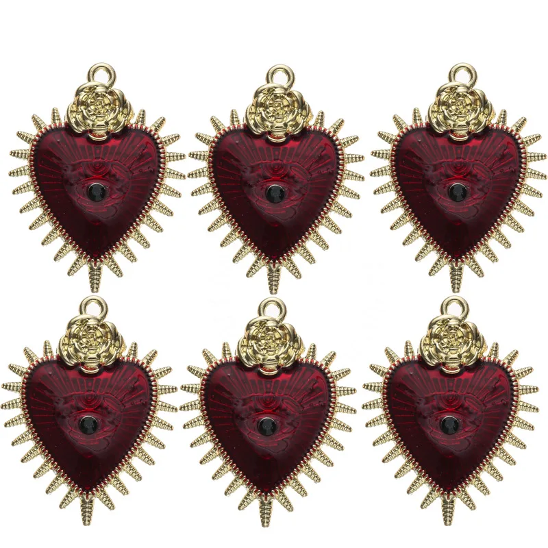 10pcs Vintage Halloween Multi-style Heart Charms Pendants for Earrings Bracelet Necklace Jewelry Supplies DIY Accessories