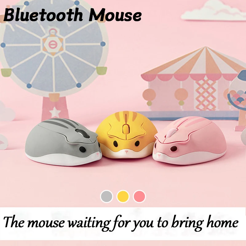 

3D Cute Cartoon Hamster Mouse 2.4GHz USB Wireless Mause with Cat Claw Keycap Gift Mute Pink Mice for PC Laptop Girls Kids Gift