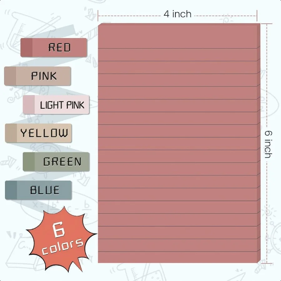 9 blocs de notas adhesivas forradas, 4x6 en colores postales, almohadillas autoadhesivas, Bloc de notas con poder adhesivo, su bloc de 40 hojas