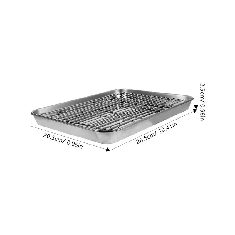 Baking Tray With Removable Cooling Rack Set Stainless Steel Baking Pan Sheet Non Toxic Used For Oven BBQ Tray Dishwasher Safe