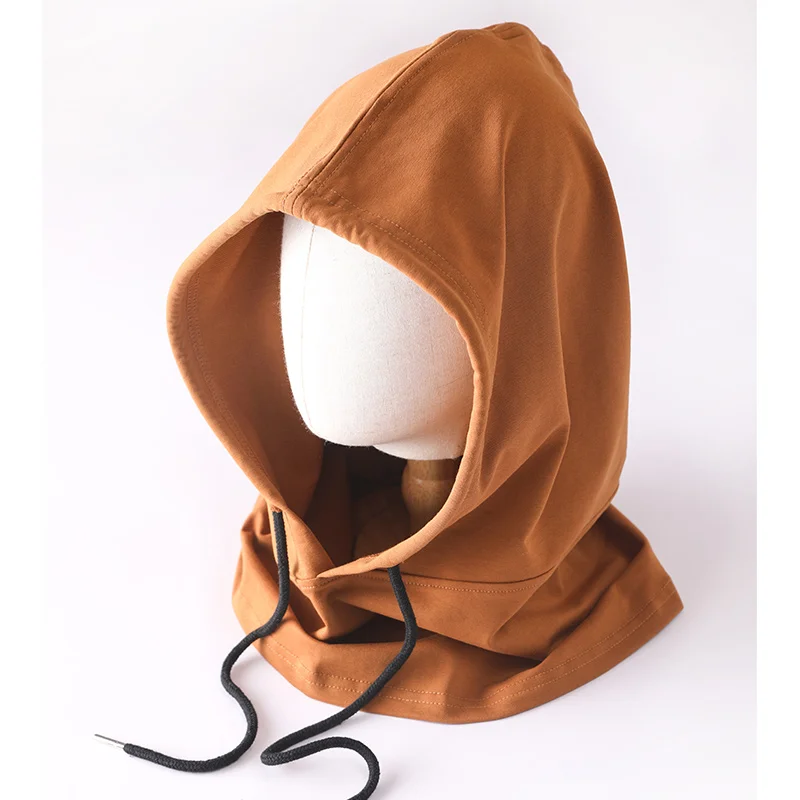 Balaclava Soft Light Thin Self Hood Hat Hooded Summer Beanies Women Four Season Men Sleeping Caps Running Streetwear