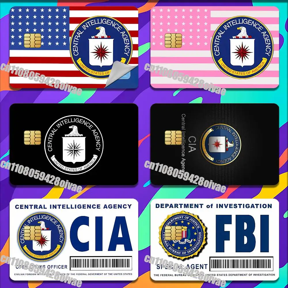 

C-CIA F-FBI USA America FLAG Sticker Case For Credit Bank Credit Metro Self-adhesive Card Cover Decoration