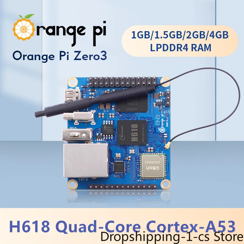 Orange Pi Zero 3 1GB 2GB 4GB RAM DDR4 Allwinner H618 WiFi Bluetooth Mini PC Zero3 Development Board SBC Single Board Computer