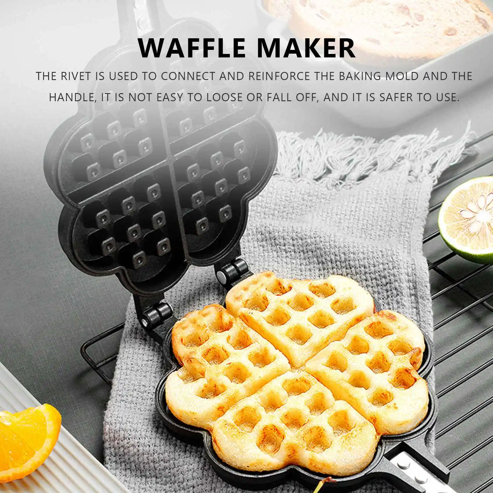 Elegante tipo gás doméstico amor waffle molde de cozimento molde doméstico antiaderente bolo pan diy waffle maker inteligência
