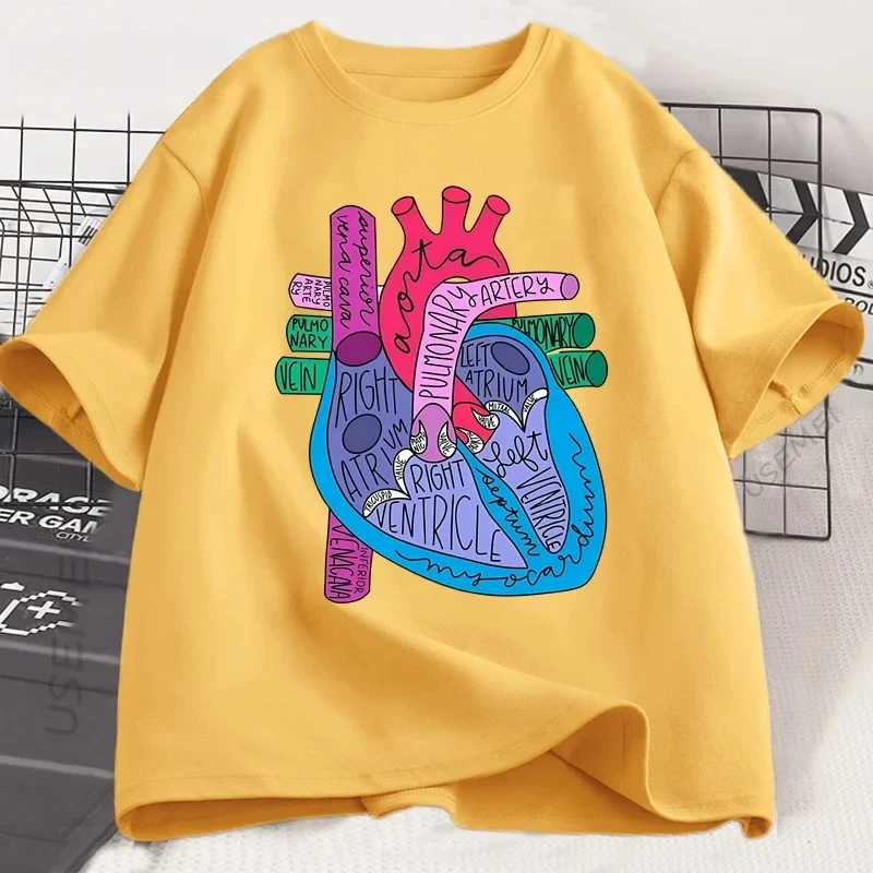ديل انحدورجي موخيريس camiseta de Medical cardiologocamisetas de enfermeríacon cuello redondoropa