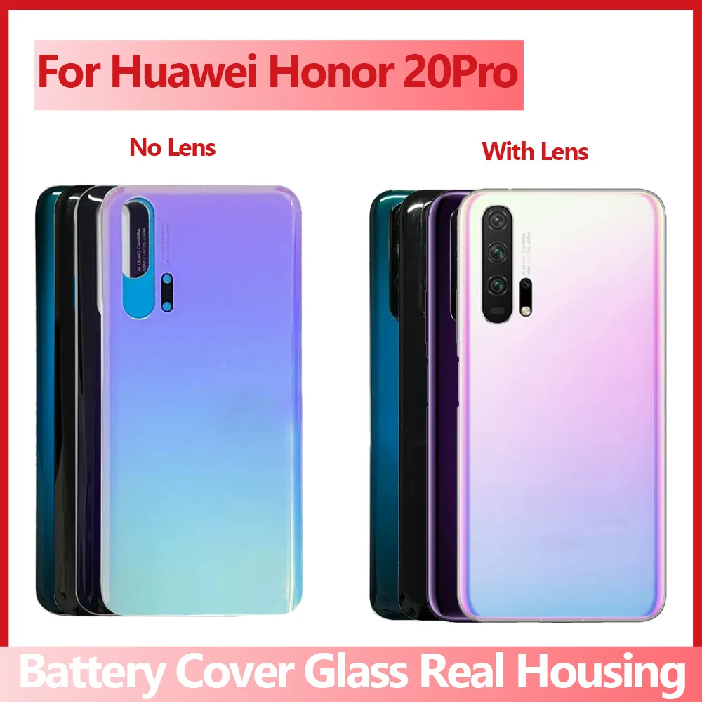 

Новая задняя стеклянная крышка для Honor 20 Pro, крышка батарейного отсека, задняя стеклянная дверь, корпус с запасными частями для объектива для Honor 20Pro