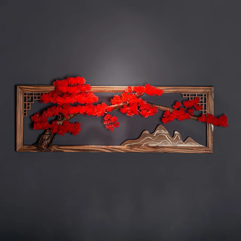 New Chinese style wall decoration, living room, porch, background wall decoration, tea room, three-dimensional simulation