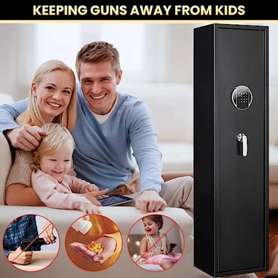 4-5 Gun Safe Gun safes for Home Rifle and Pistols Quick Access Rifle Safes for Shotguns Gun Cabinets with Adjustable Racks Larg
