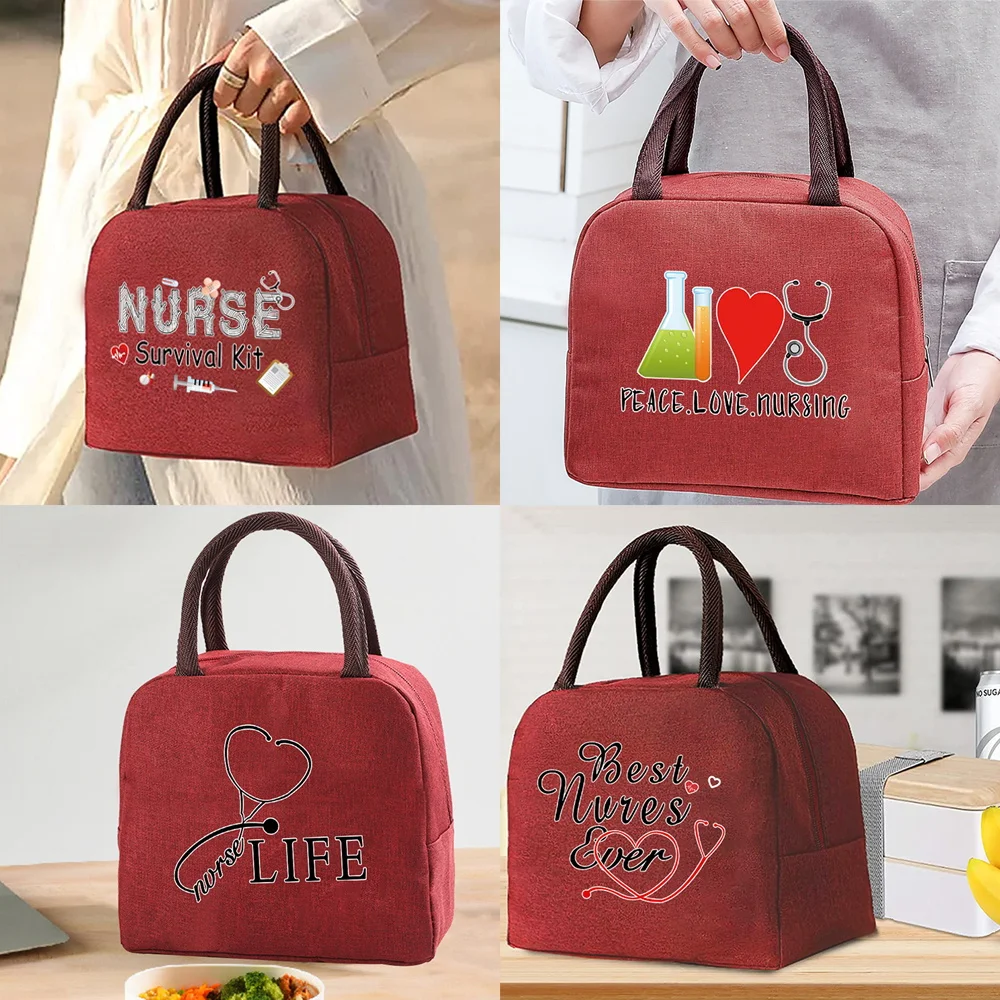 Insulated Lunch Bag for Women Portable Cooler Tote Hangbag Container Picnic Thermal Food Ice Pack Storage Lunchbox Nurse Series