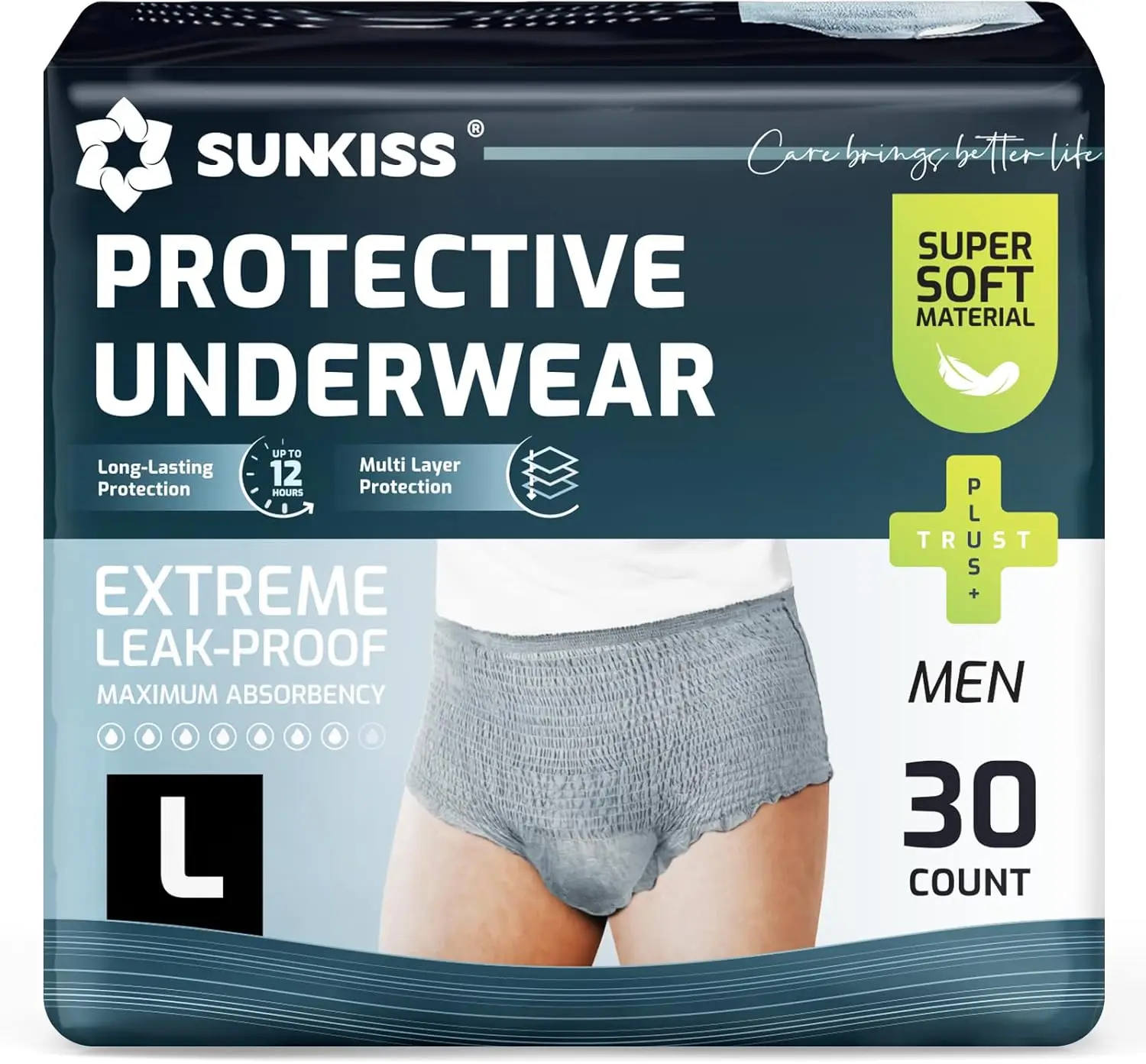 Super Soft Incontinence Underwear for Men, Daytime Disposable Adult Pull Ups, Mens Protective Diapers Large 30 Count