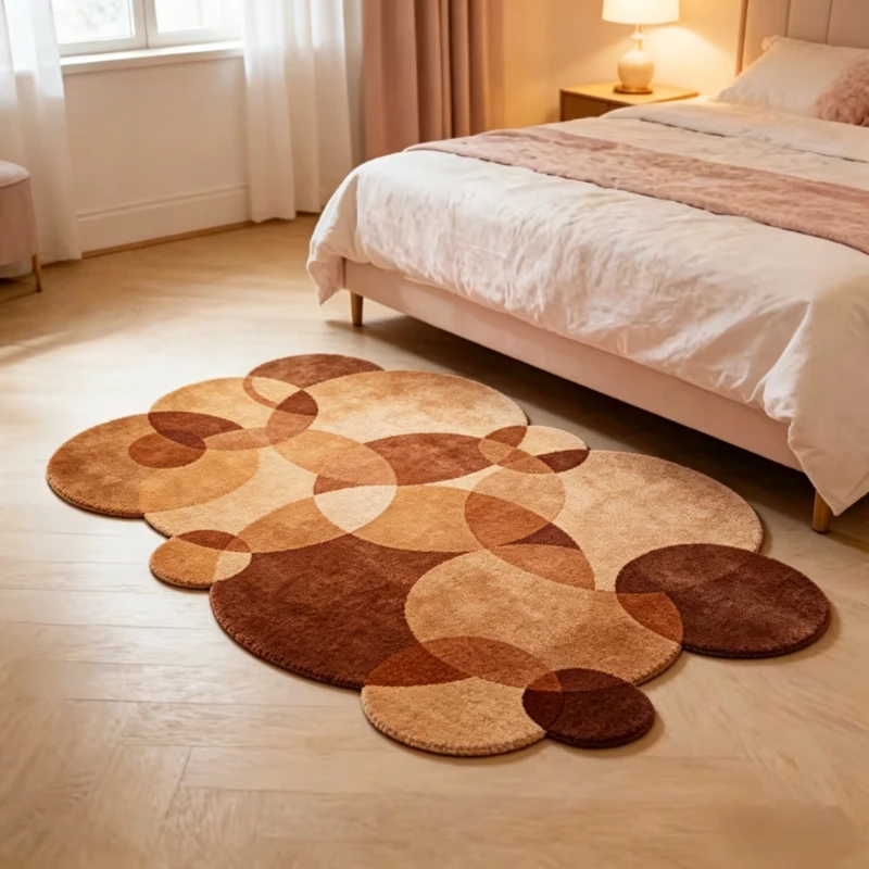 Irregular Shape Living Room Decoration Large Carpet Fluffy Soft Lounge Floor Mat Thick Plush Rug Dopamine Color Rugs for Bedroom