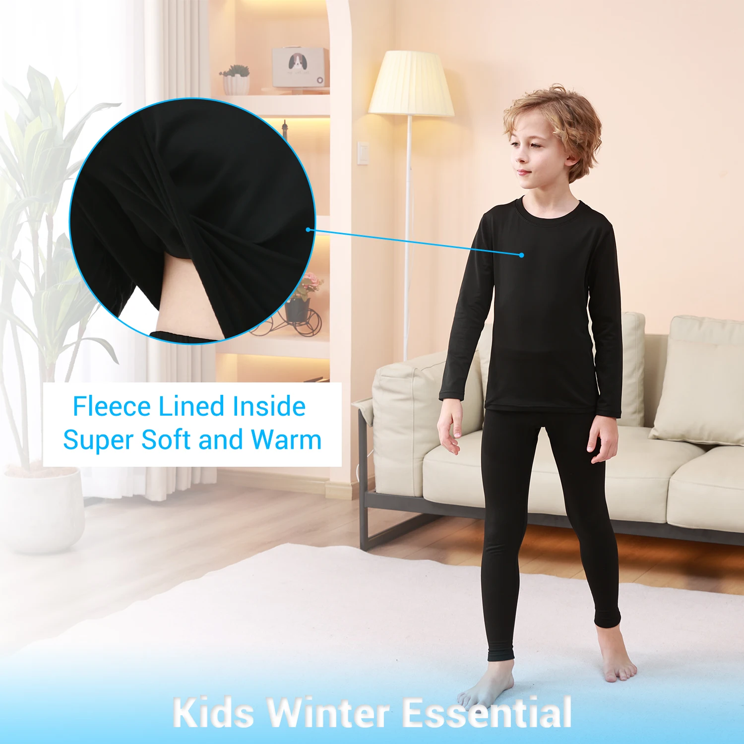 1 Set Thermal Underwear Children Long-sleeved Thermal Underwer Male Round Neck Fashion T-shirt Child Warm Tops And Long Pants
