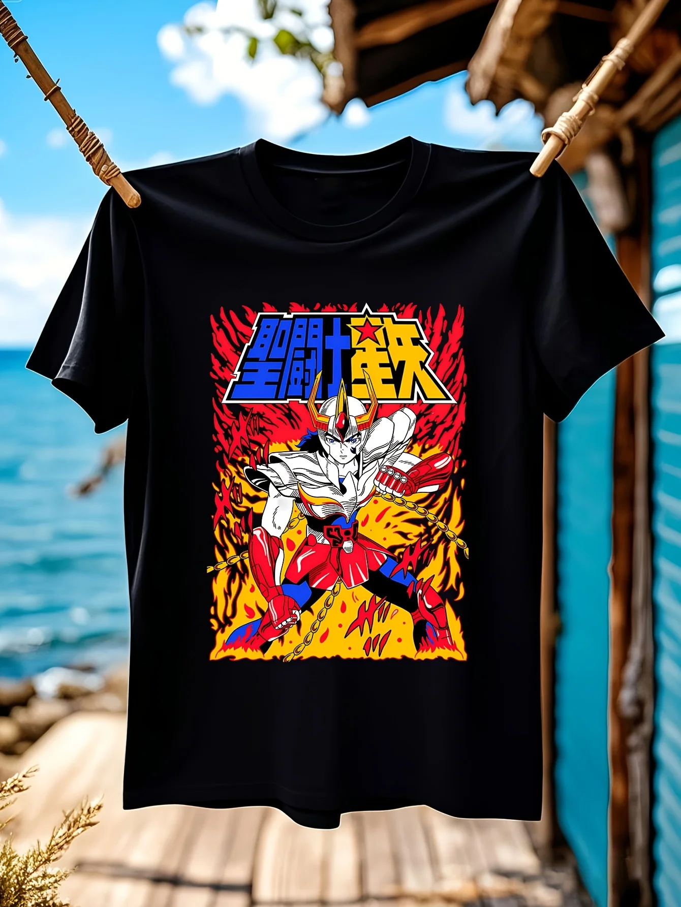 Ikki Saint Seiya Knights of the Zodiac Аниме Футболка унисекс Мягкая футболка #   цвет: Черный, размер: XL