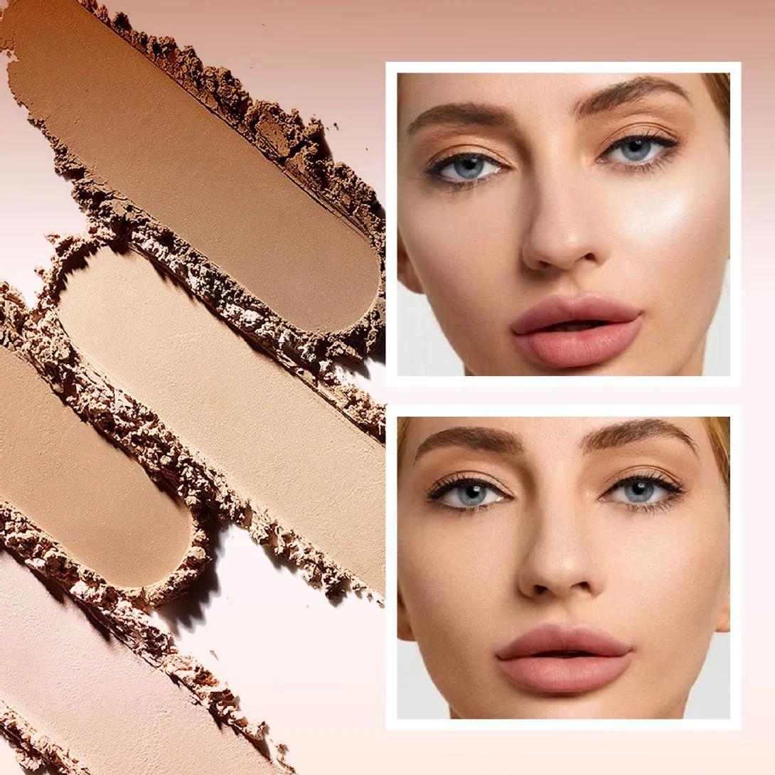 Matte Face Pressed Powder 24 Hours Oil Control Natural Setting Powder Foundation Full Coverage Waterproof Lasting Makeup