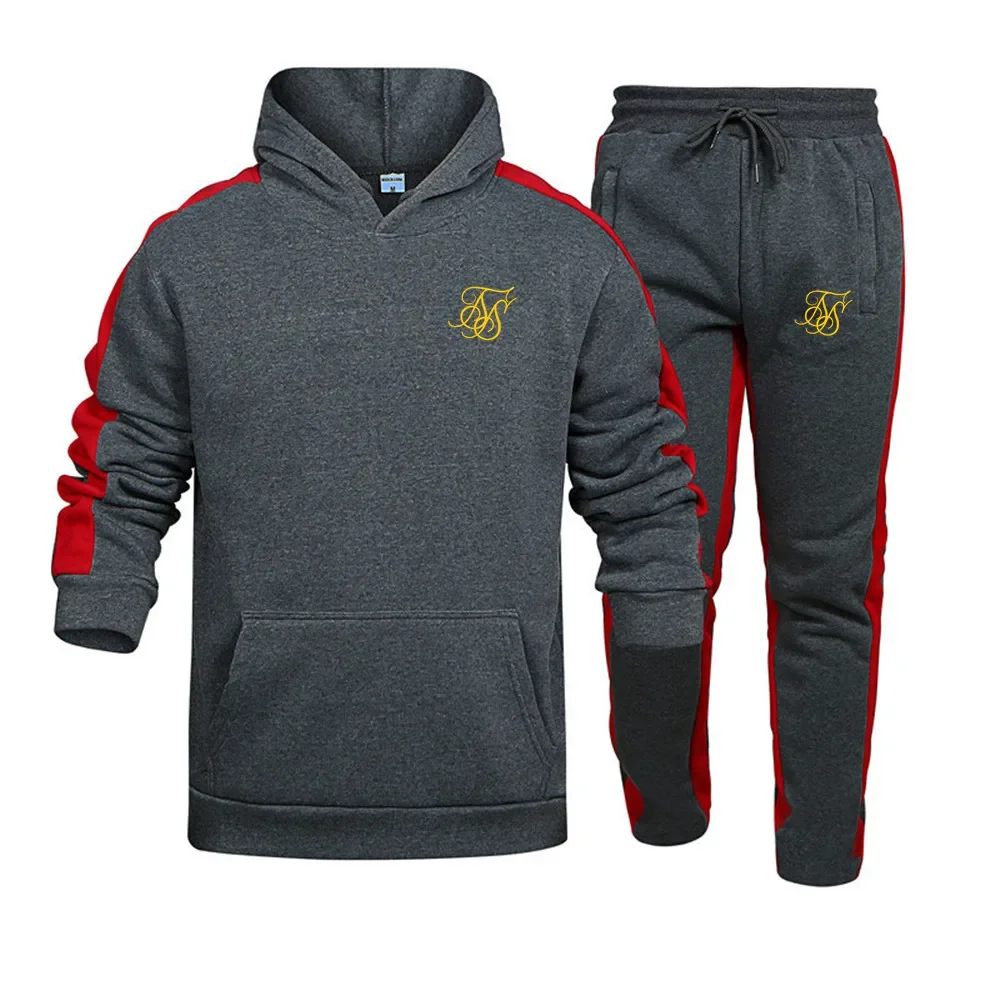 New men's sportswear for the autumn and winter of 2025, a two-piece hooded sweatshirt and pants for fitness and running