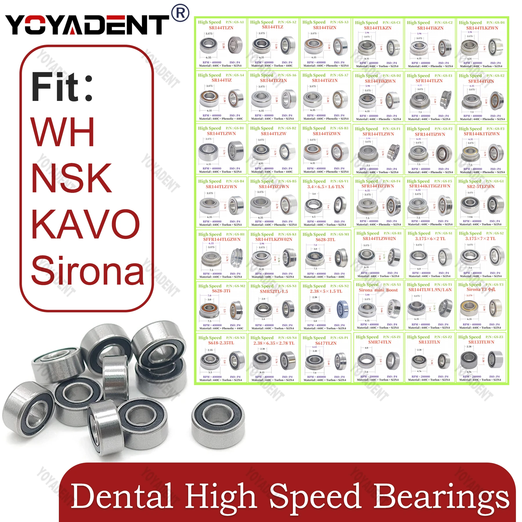 YOYADENT Dental Bearing Fit WH KAVO NSK High Speed Handpiece High Quality Dentistry Ceramic Bearing