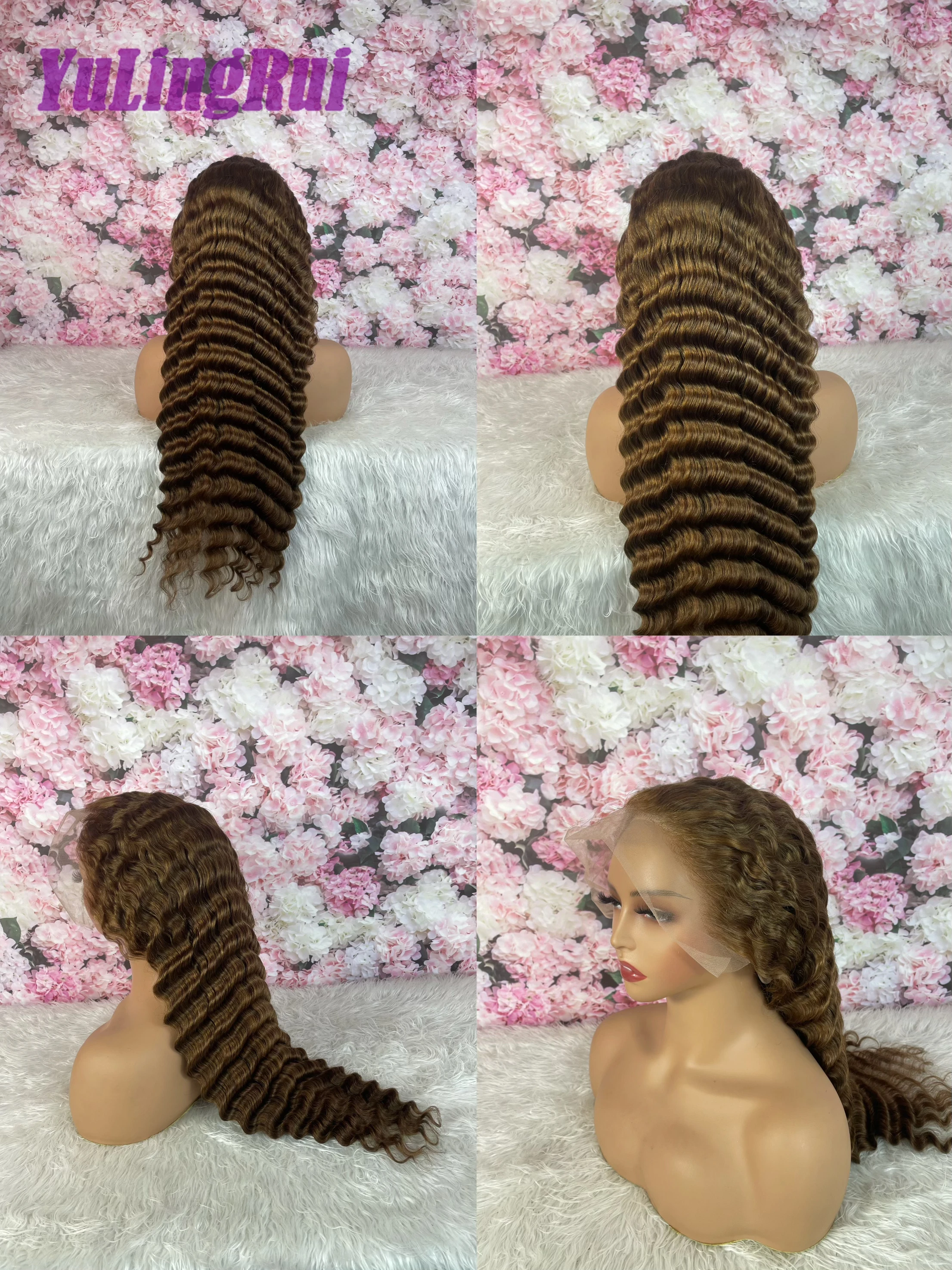 HD 13x6 Lace Frontal Deep Wave Wig Pre plucked Black Brazilian Hair Glueless 4# HD 13x4 Lace Frontal Human Hair Wigs For Women