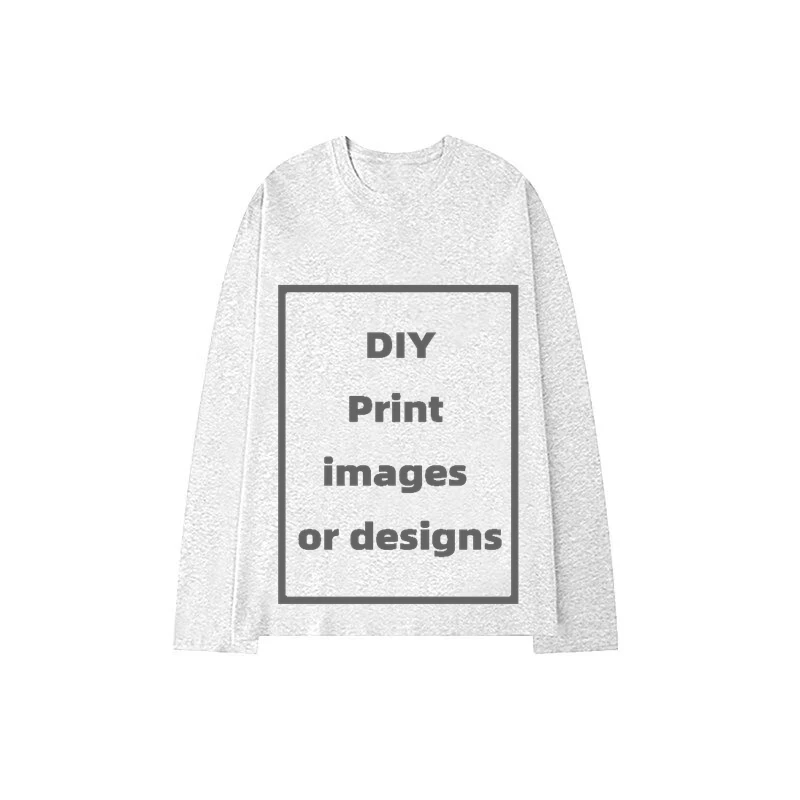 DIY Heavy 280GSM Cotton T-Shirt Long Sleeve Tees Custom Pattern Personalized T-Shirt Top Print Logo Custom Image Unique Clothes