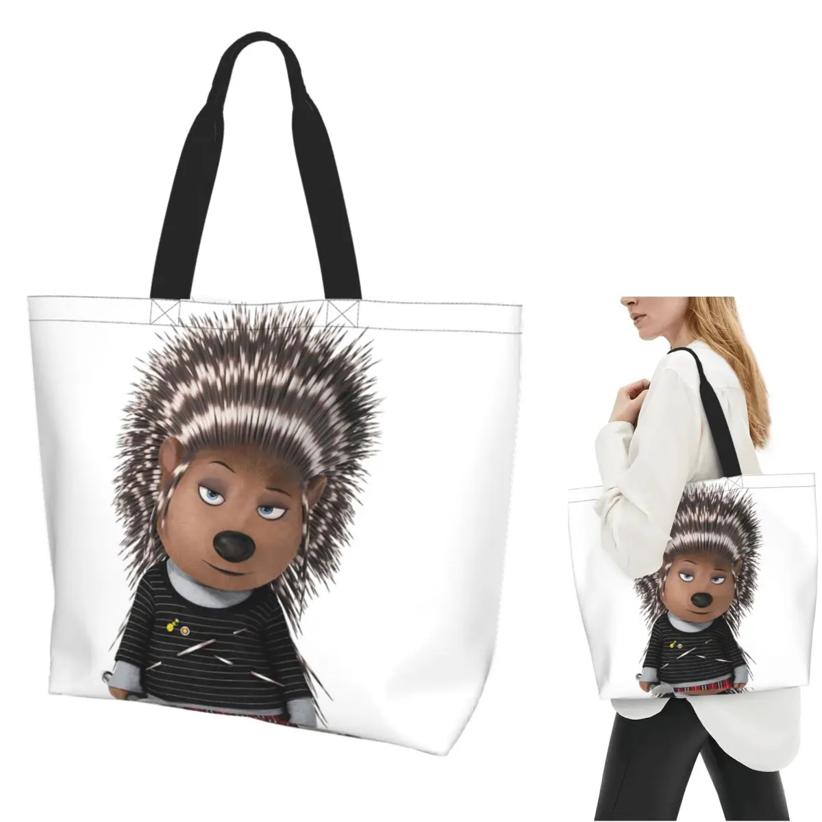

Ash Sing Movie Character Shopping Tote Bag Canvas Large Capacity Shoulder Bags Shopper Grocery Handbag for Women