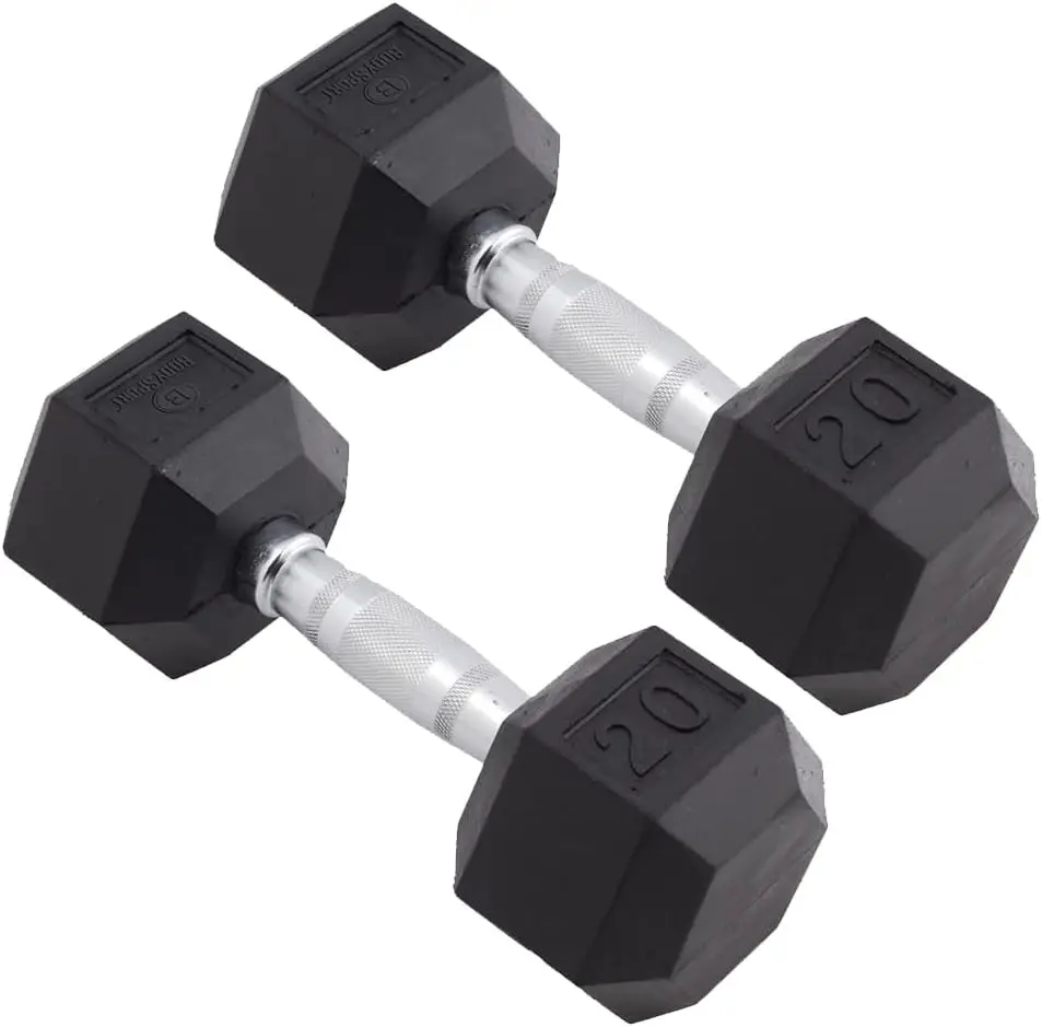 

Home Gym Strength Training with Rubber-Encased Hex Dumbbells, Ideal for Full-Body Workout