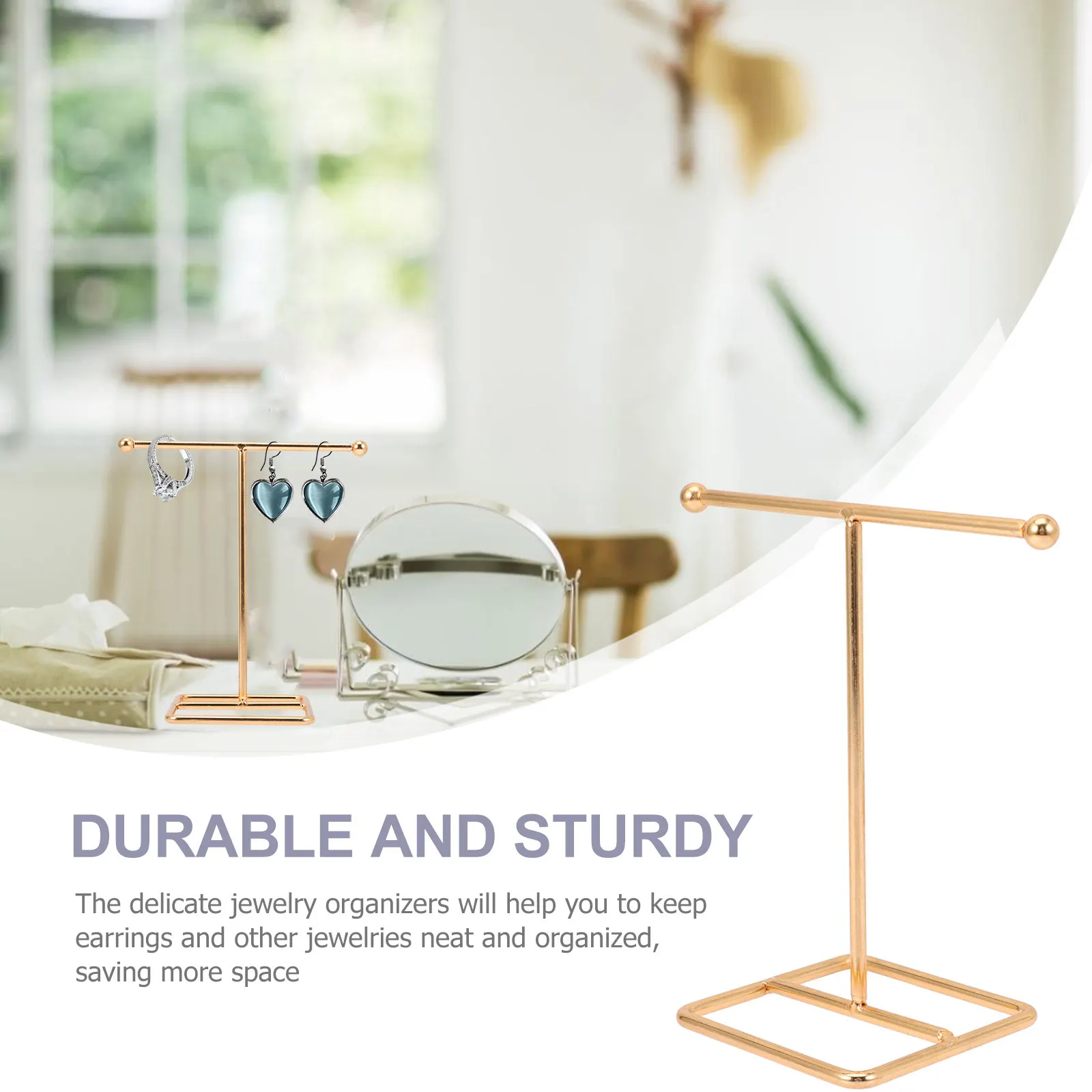 

Premium Iron Earring Rack Jewelry Organizer Stand for Necklaces Bracelets Earring Tree Display Storage Space Saving Home Shop