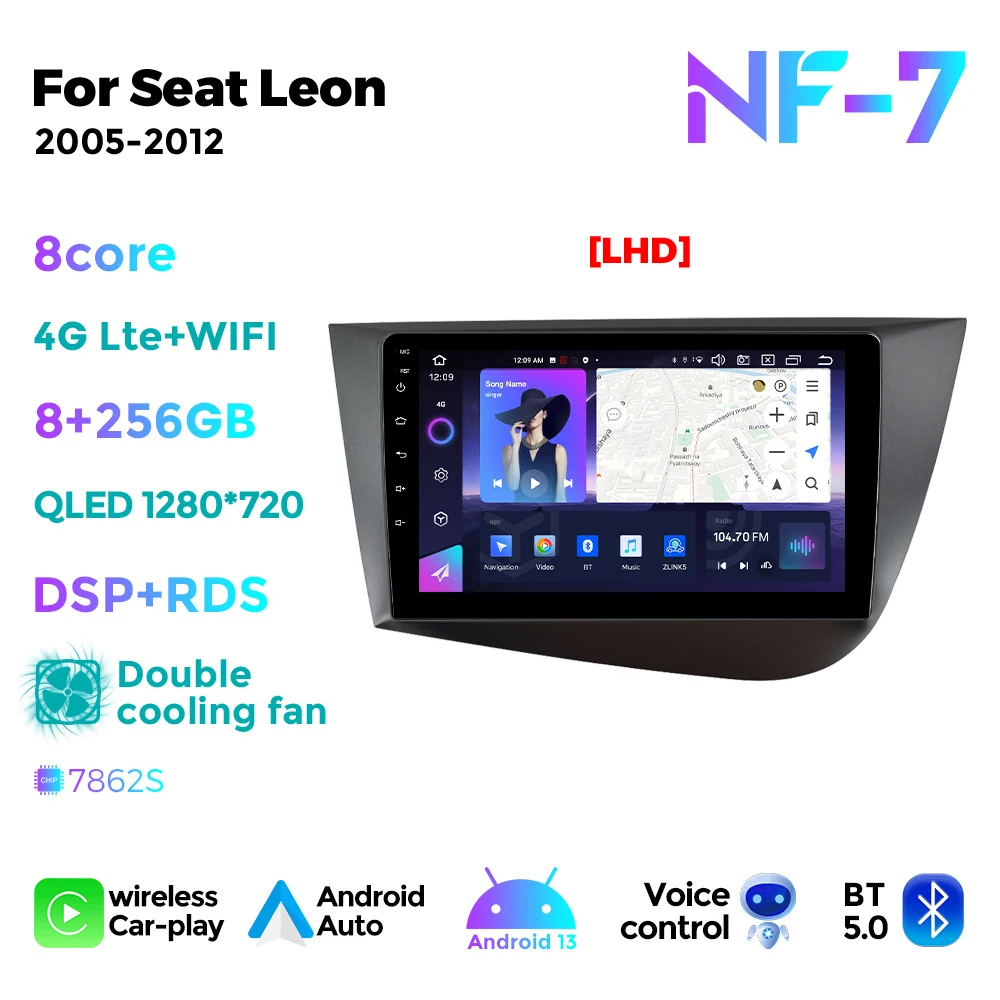 

Android 13 Car Radio for Seat Leon MK2 2007 2008 2005-2012 Left Stereo QLED Screen Multimedia Audio Player Gps Navigation RDS FM