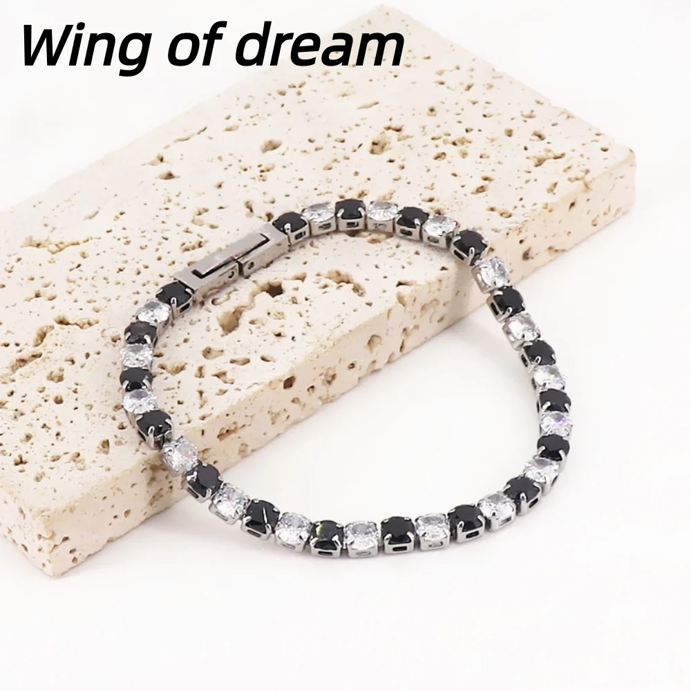 925 Sterling Silver Jewelry 16cm-21cm Tennis Bracelet 4mm Colored Zircon Anniversary Gift Women's Sterling Silver Bracelet